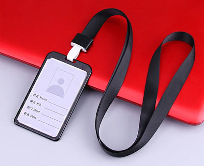 Credit Card Cover Women Aluminum Alloy Work Name Card Holders Case Business Work Card ID Badge Lanyard Holder Metal Bags
