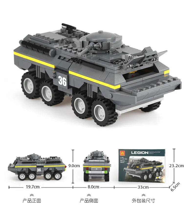 Military Vehicles Tank Sets SWAT Army City Police T34 Model Building Blocks DIY Brick Kids Toys Classic World War II WW2