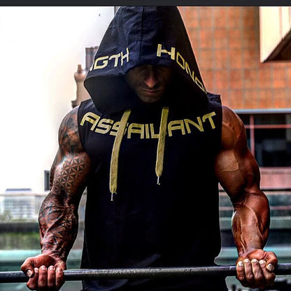 Men Tank Tops Gym Clothing Fitness Sleeveless hoodies Vests Cotton Singlets Men Joggers vest Bodybuilding casual Clothing