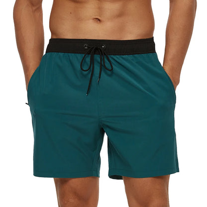 Datifer Brand 2026 Summer Mens Shorts Solid Polyester Gym Traje De Baño Hombre Breathable Mesh Liner Side Pockets Sport Swimwear