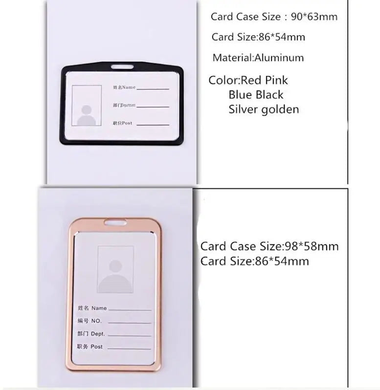 Credit Card Cover Women Aluminum Alloy Work Name Card Holders Case Business Work Card ID Badge Lanyard Holder Metal Bags