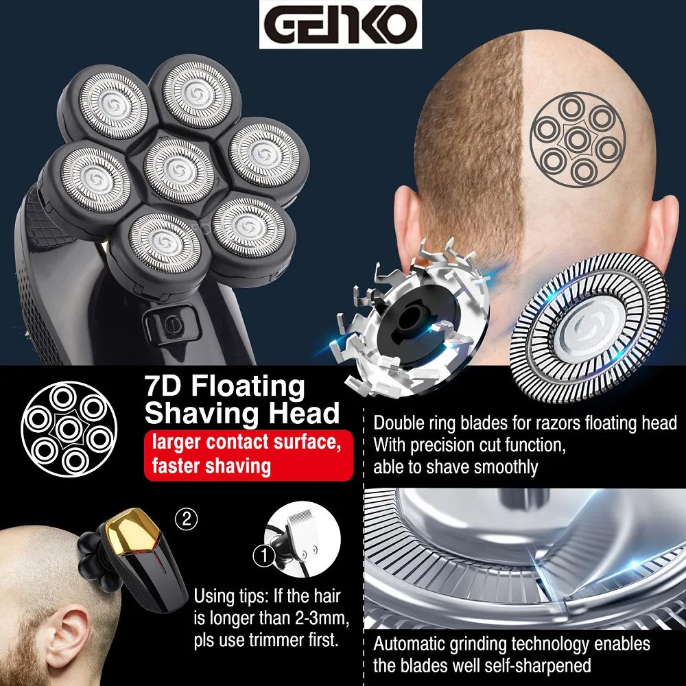 New Shaver For Men 7D Independently 7 Cutter Floating Head Waterproof Electric Razor Rechargeable Multifunction Trimmer For Men