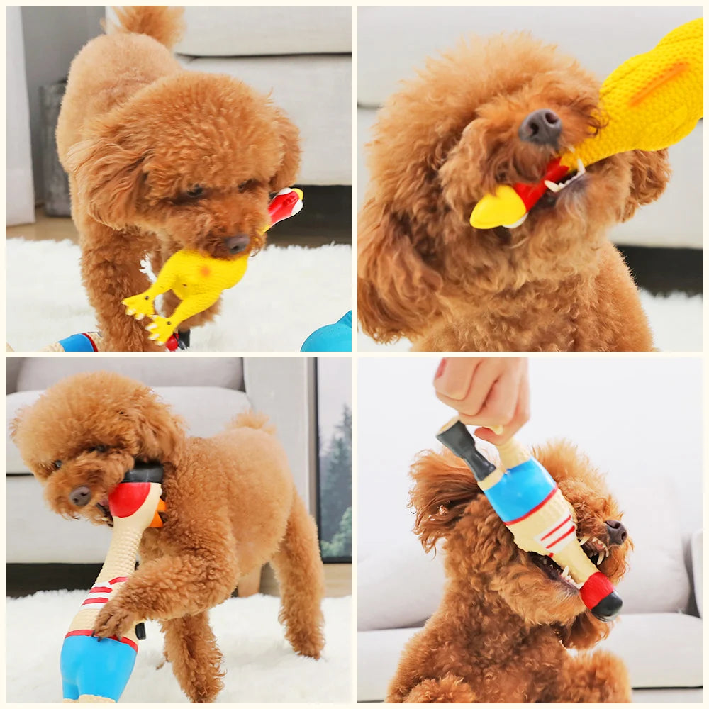 HOOPET Pet Dog Toys Screaming Chicken Squeeze Sound Toy for Dogs Super Durable Funny Squeaky Yellow Rubber Chicken Dog Chew Toy