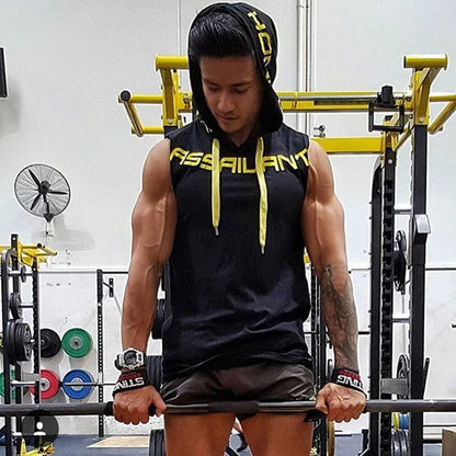 Men Tank Tops Gym Clothing Fitness Sleeveless hoodies Vests Cotton Singlets Men Joggers vest Bodybuilding casual Clothing