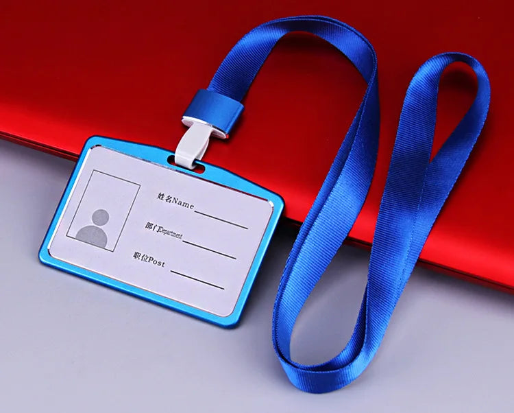 Credit Card Cover Women Aluminum Alloy Work Name Card Holders Case Business Work Card ID Badge Lanyard Holder Metal Bags