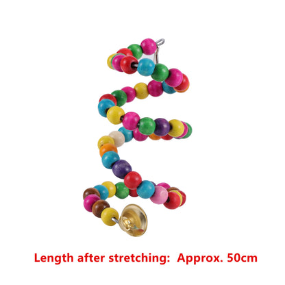 Bird Toys Set Swing Chewing Training Toys Small Parrot Hanging Hammock Parrot Cage Bell Perch Toys with Ladder Pet Supplies 1pc