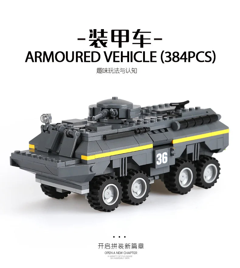 Military Vehicles Tank Sets SWAT Army City Police T34 Model Building Blocks DIY Brick Kids Toys Classic World War II WW2
