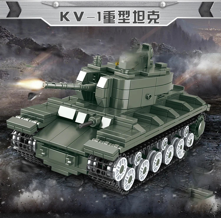 Military Vehicles Tank Sets SWAT Army City Police T34 Model Building Blocks DIY Brick Kids Toys Classic World War II WW2