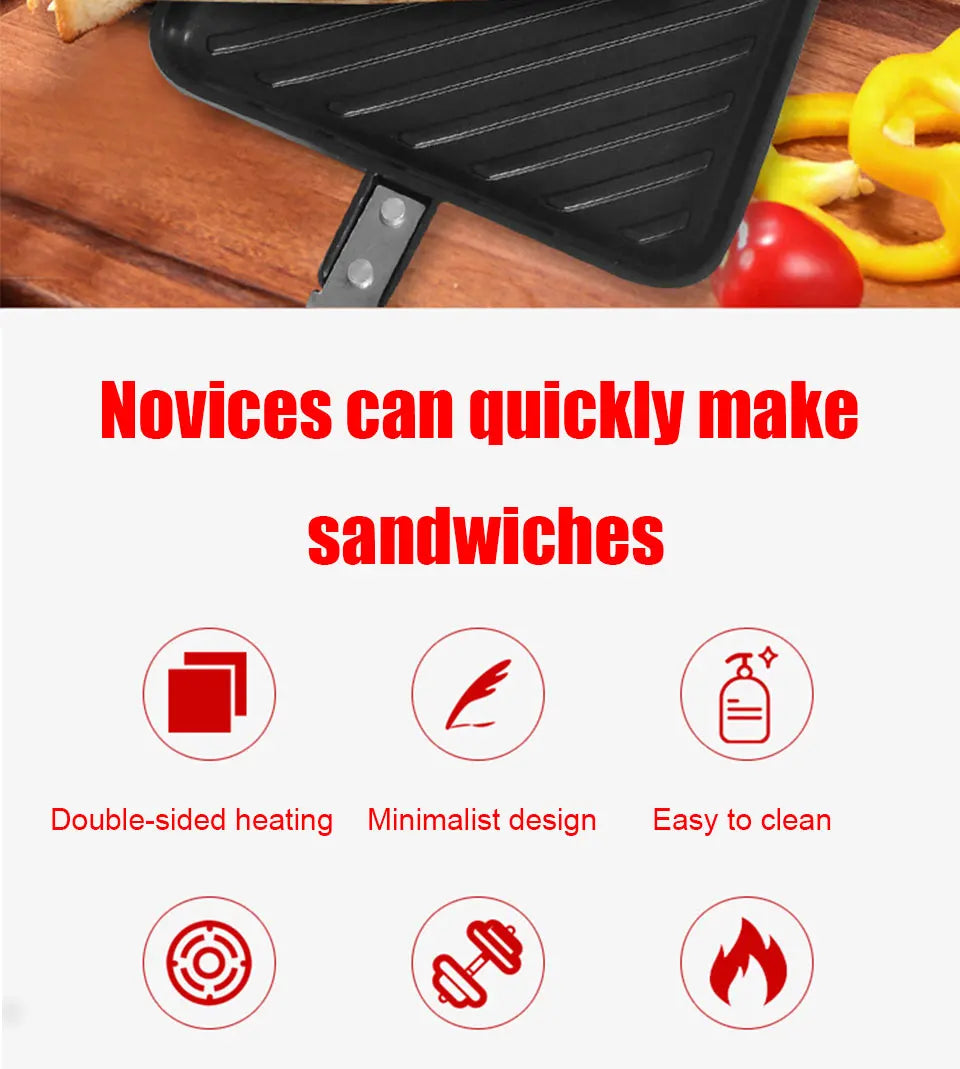 Gas Mini Sandwich Maker Iron - Bread Toast Breakfast Machine Waffle Pancake Baking Barbecue Toaster Oven Mold Grill Frying Pan f