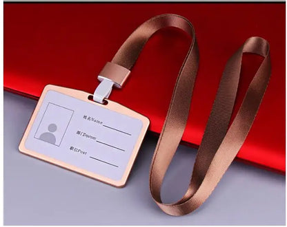 Credit Card Cover Women Aluminum Alloy Work Name Card Holders Case Business Work Card ID Badge Lanyard Holder Metal Bags