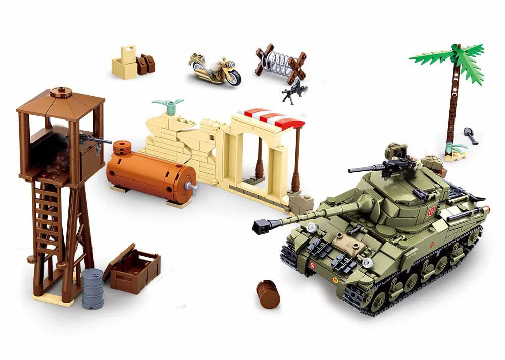 Military Vehicles Tank Sets SWAT Army City Police T34 Model Building Blocks DIY Brick Kids Toys Classic World War II WW2