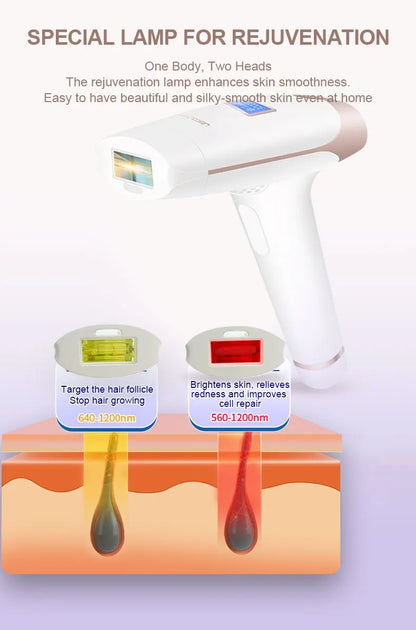 Lescolton Laser Epilator 2in1 Hair Removal Rejuvenation Replaceable Lamp for Women Men T009i Painless Bikini Trimmer Skin Care