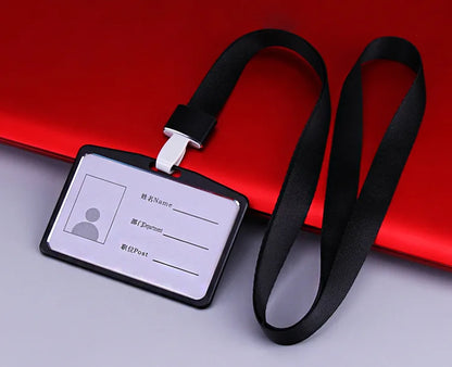 Credit Card Cover Women Aluminum Alloy Work Name Card Holders Case Business Work Card ID Badge Lanyard Holder Metal Bags