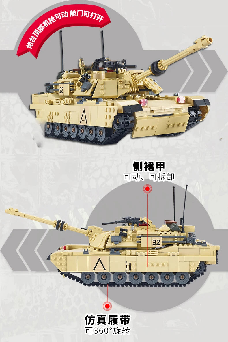 Military Vehicles Tank Sets SWAT Army City Police T34 Model Building Blocks DIY Brick Kids Toys Classic World War II WW2
