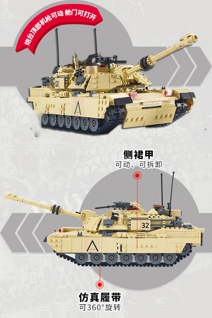 Military Vehicles Tank Sets SWAT Army City Police T34 Model Building Blocks DIY Brick Kids Toys Classic World War II WW2