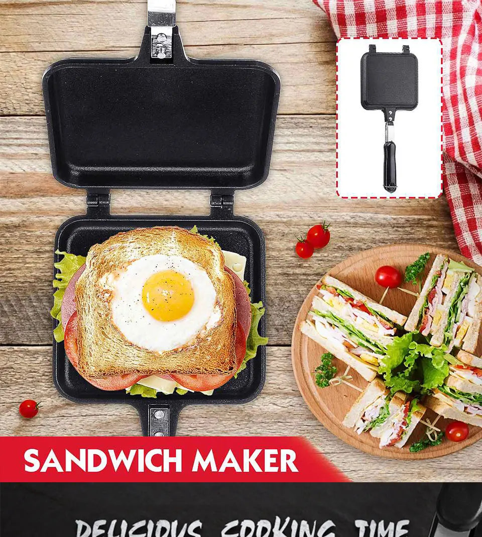 Gas Mini Sandwich Maker Iron - Bread Toast Breakfast Machine Waffle Pancake Baking Barbecue Toaster Oven Mold Grill Frying Pan f