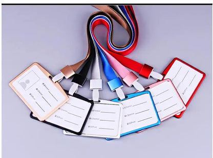 Credit Card Cover Women Aluminum Alloy Work Name Card Holders Case Business Work Card ID Badge Lanyard Holder Metal Bags