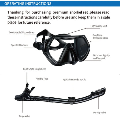 Professional Scuba Diving Masks Snorkeling Set Adult Silicone Skirt Anti-Fog Goggles Glasses Swimming Pool Equipment