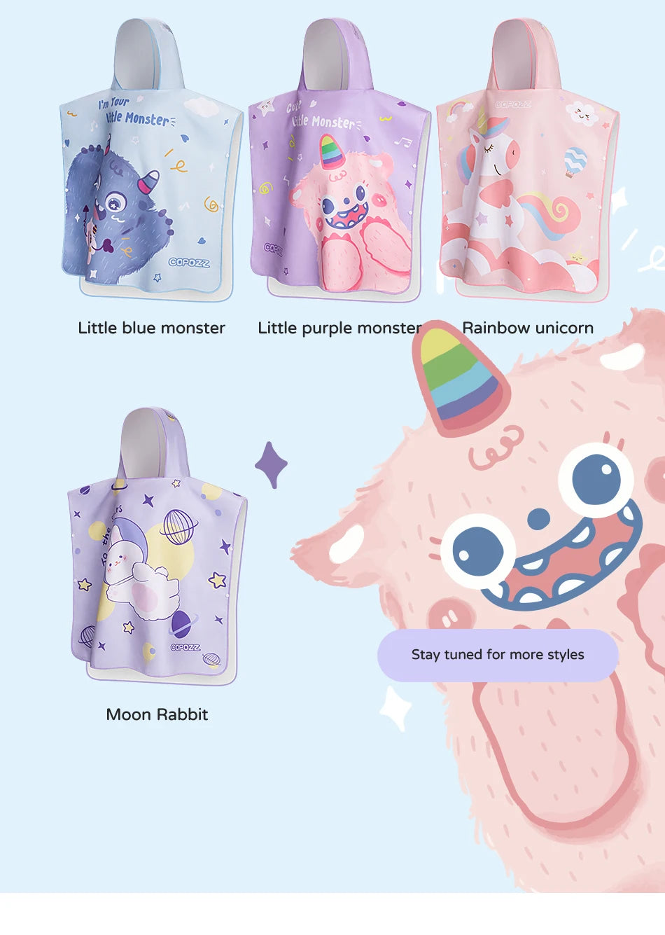 COPOZZ Children Changing Poncho Teen Soft Beach Cloak Hooded Cloak Bath Towel Quick Dry Microfiber Swimming Bathrobe