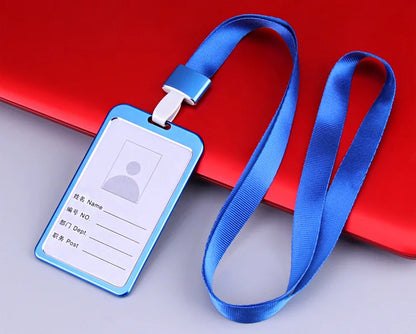 Credit Card Cover Women Aluminum Alloy Work Name Card Holders Case Business Work Card ID Badge Lanyard Holder Metal Bags