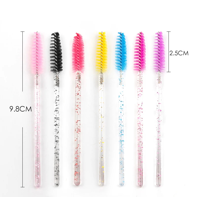 HOT 5/25/50pcs Mascara Wands Applicator Cosmetics Eyelash Brush Comb Crystal Eyelash Brushes Makeup Beauty Wholesale Eye Brush