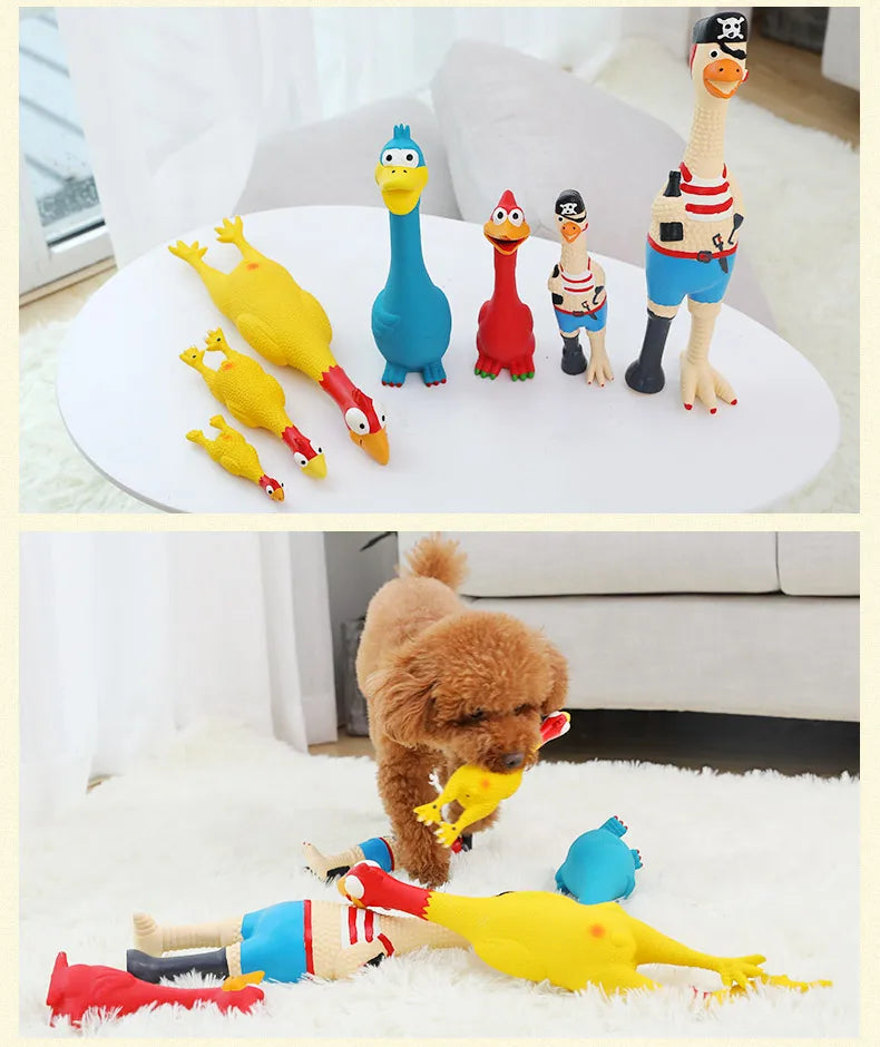 HOOPET Pet Dog Toys Screaming Chicken Squeeze Sound Toy for Dogs Super Durable Funny Squeaky Yellow Rubber Chicken Dog Chew Toy