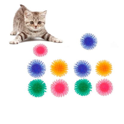 5/10pcs Funny Hedgehog Ball Cat Toys Creative Colorful Stretch Plastic Ball Interactive Cat Soft Spiky Cat Toy Pet Supplies