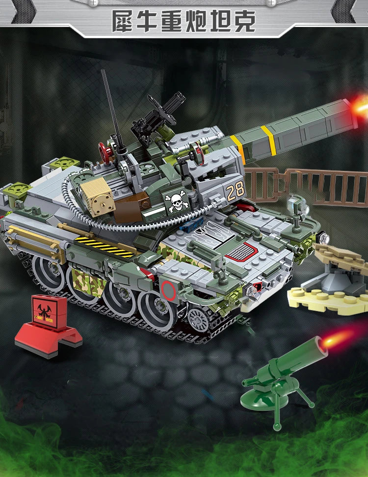 Military Vehicles Tank Sets SWAT Army City Police T34 Model Building Blocks DIY Brick Kids Toys Classic World War II WW2
