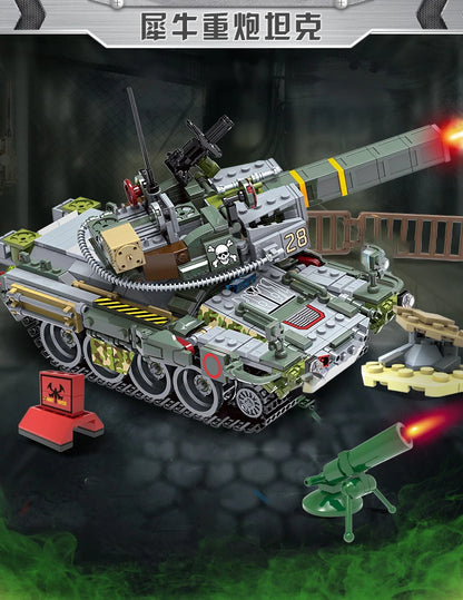 Military Vehicles Tank Sets SWAT Army City Police T34 Model Building Blocks DIY Brick Kids Toys Classic World War II WW2