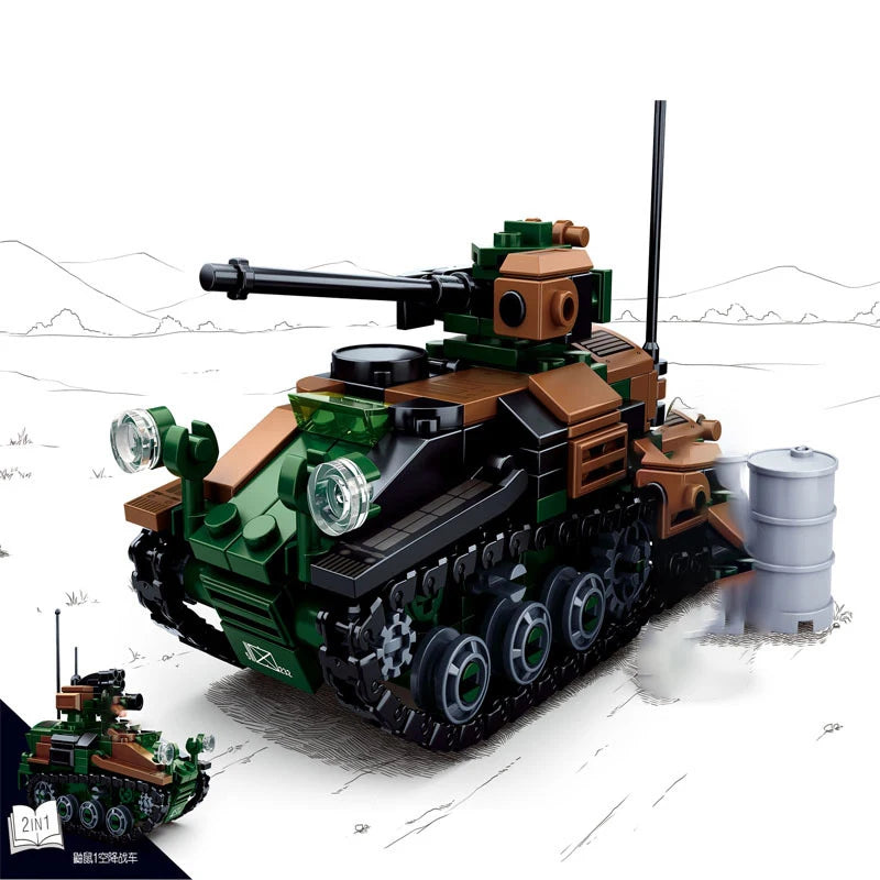 Military Vehicles Tank Sets SWAT Army City Police T34 Model Building Blocks DIY Brick Kids Toys Classic World War II WW2