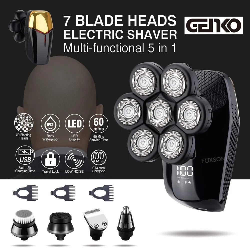 New Shaver For Men 7D Independently 7 Cutter Floating Head Waterproof Electric Razor Rechargeable Multifunction Trimmer For Men