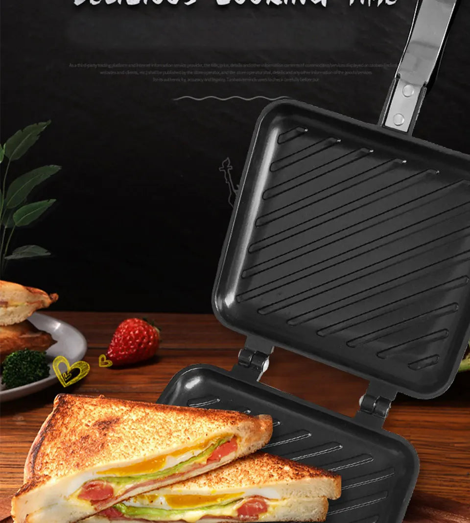 Gas Mini Sandwich Maker Iron - Bread Toast Breakfast Machine Waffle Pancake Baking Barbecue Toaster Oven Mold Grill Frying Pan f