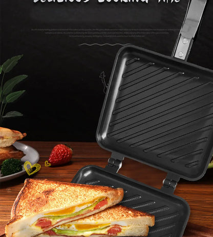 Gas Mini Sandwich Maker Iron - Bread Toast Breakfast Machine Waffle Pancake Baking Barbecue Toaster Oven Mold Grill Frying Pan f
