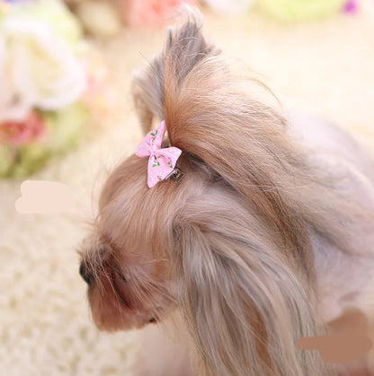 New Hairpin for Dogs Kitten Puppy Cute Cotton Bow Flower Barrette for Chihuahua Yorks Teddy Hiromi Hair Clips Pet Supplies