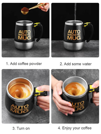 New Self Stirring Coffee Mug USB Rechargeable Stainless Steel Auto Mixing Blender Cup for Home Office Christmas Birthday Gift