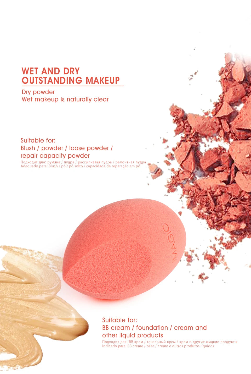 IMAGIC 3Pcs Makeup Puff Wet And Dry Professionele Makeup Spons Foundation Cream Concealer Multipurpose Makeup Tool