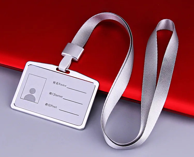 Credit Card Cover Women Aluminum Alloy Work Name Card Holders Case Business Work Card ID Badge Lanyard Holder Metal Bags