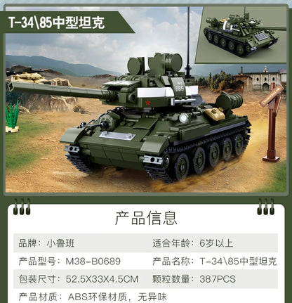 Military Vehicles Tank Sets SWAT Army City Police T34 Model Building Blocks DIY Brick Kids Toys Classic World War II WW2