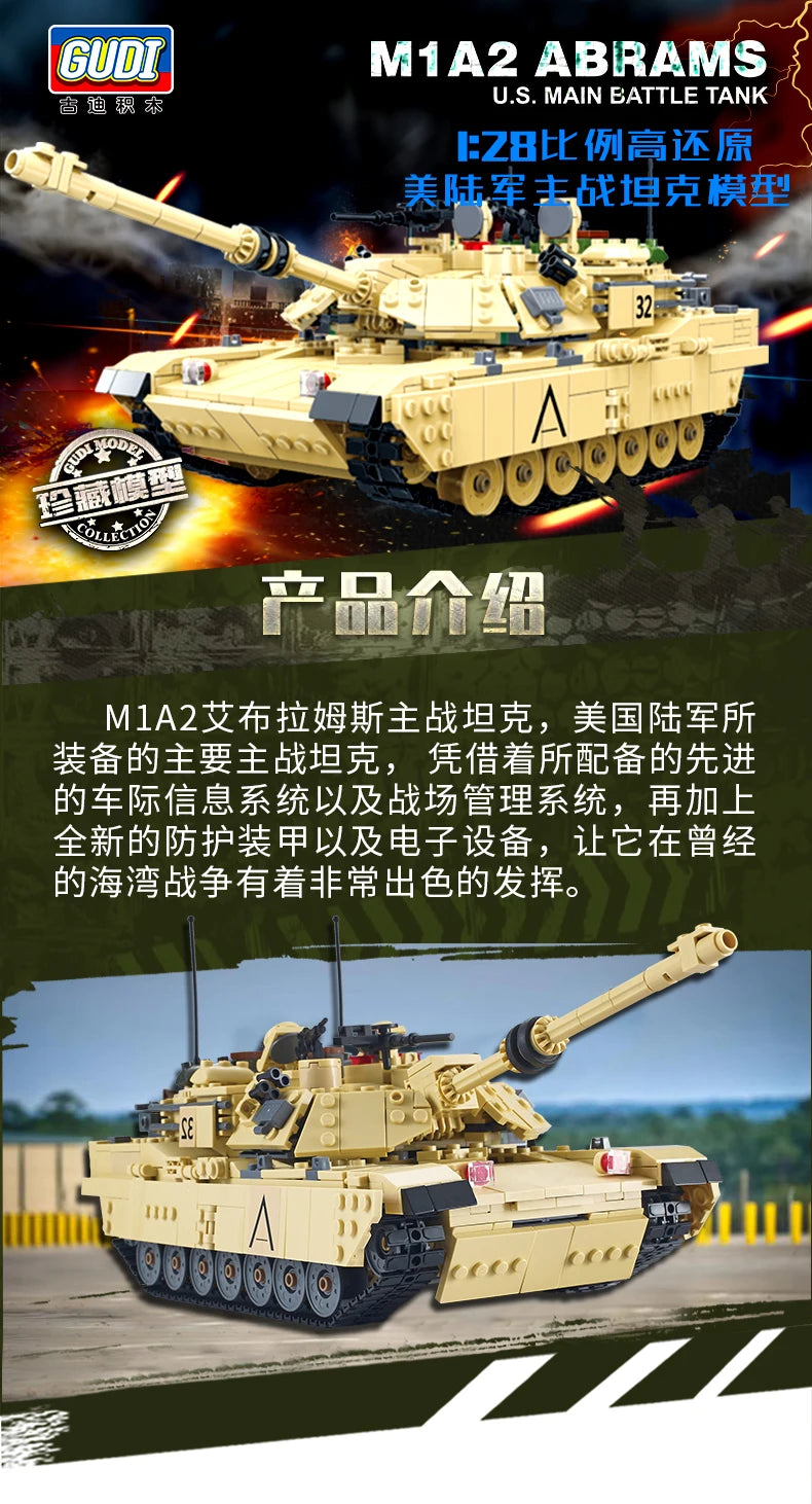 Military Vehicles Tank Sets SWAT Army City Police T34 Model Building Blocks DIY Brick Kids Toys Classic World War II WW2