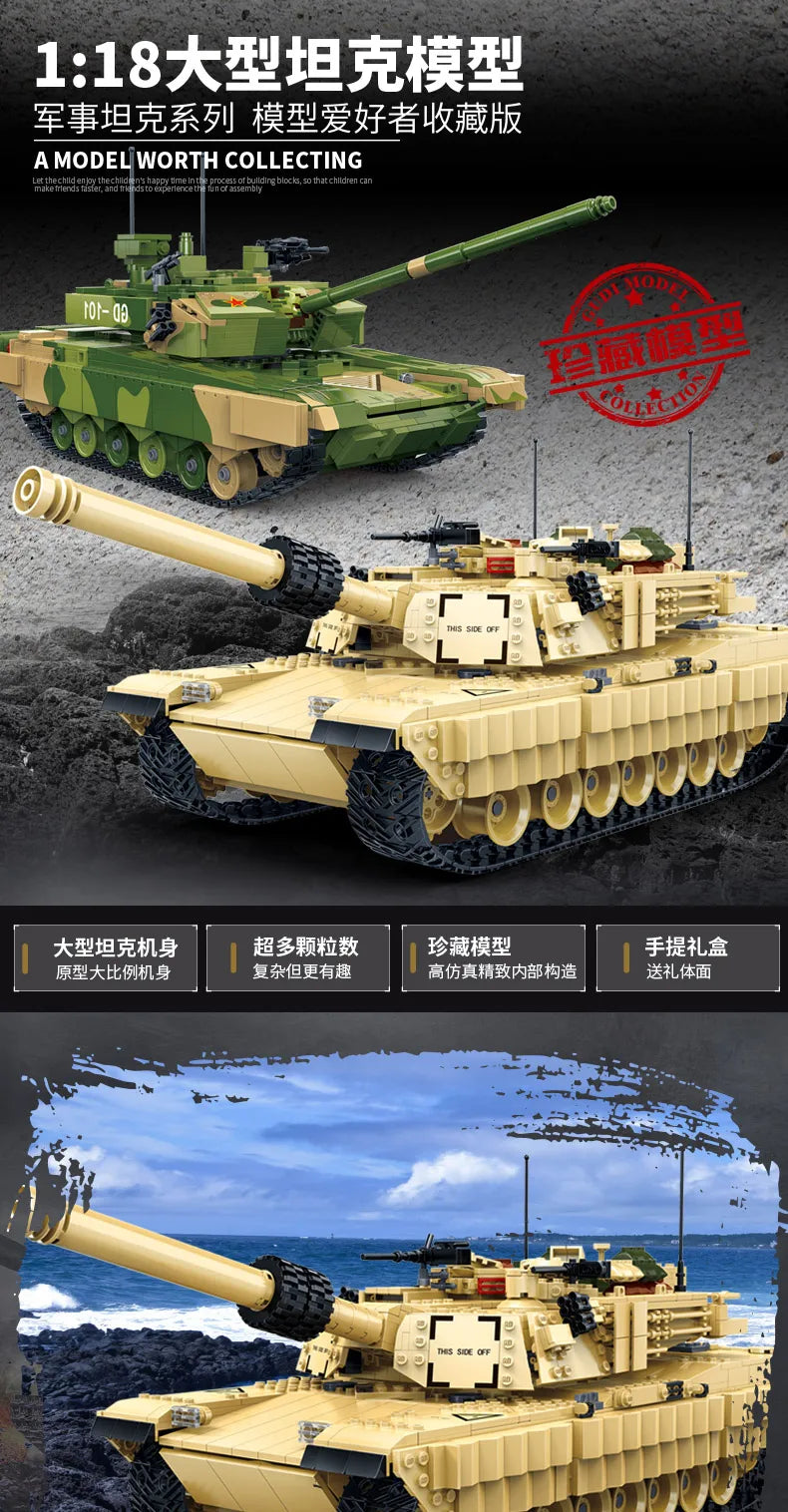 Military Vehicles Tank Sets SWAT Army City Police T34 Model Building Blocks DIY Brick Kids Toys Classic World War II WW2
