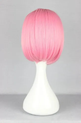 Pink Wig Fei-Show Synthetic Heat Resistant Short Wavy Hair Peruca Pelucas Costume Cartoon Role Cos-play Bob Student Hairpiece