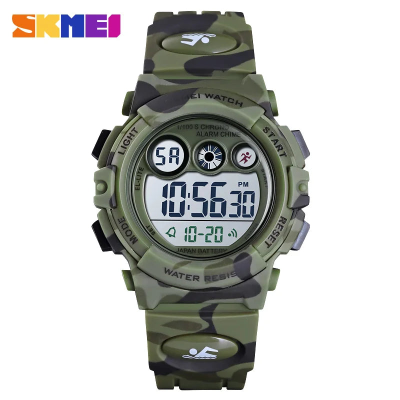 SKMEI Children LED Electronic Digital Watch Stop Watch Clock 2 Time Kids Sport Watches 50M Waterproof Wristwatch For Boys Girls