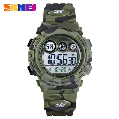 SKMEI Children LED Electronic Digital Watch Stop Watch Clock 2 Time Kids Sport Watches 50M Waterproof Wristwatch For Boys Girls