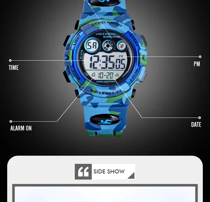 SKMEI Children LED Electronic Digital Watch Stop Watch Clock 2 Time Kids Sport Watches 50M Waterproof Wristwatch For Boys Girls