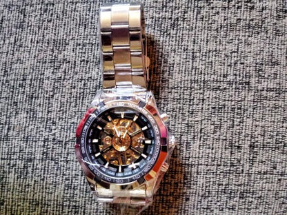 Forsining 2025 Stainless Steel Waterproof Mens Skeleton Watches Top Brand Luxury Transparent Mechanical Sport Male Wrist Watches