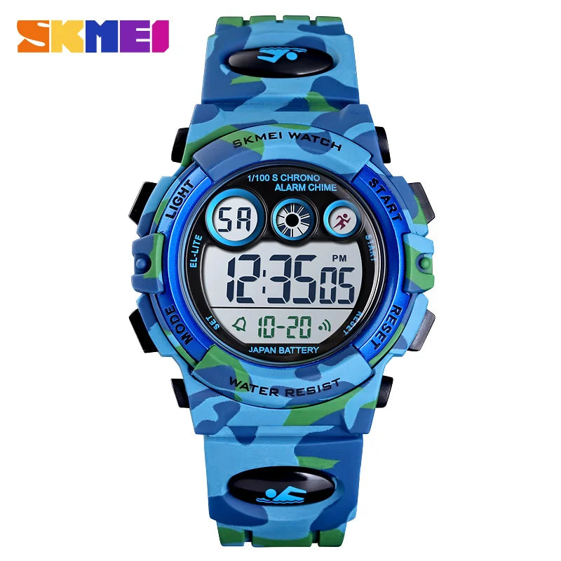 SKMEI Children LED Electronic Digital Watch Stop Watch Clock 2 Time Kids Sport Watches 50M Waterproof Wristwatch For Boys Girls