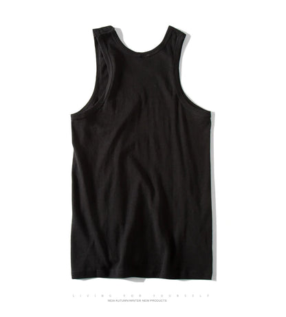 Hot Sale 100% Cotton Mens Sleeveless Tank Top Solid Muscle Vest Undershirts O-neck Gymclothing Tees Whorl Tops