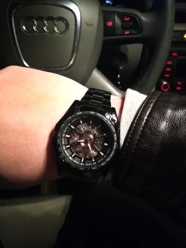 Forsining 2025 Stainless Steel Waterproof Mens Skeleton Watches Top Brand Luxury Transparent Mechanical Sport Male Wrist Watches