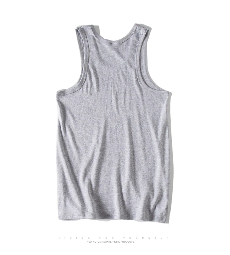 Hot Sale 100% Cotton Mens Sleeveless Tank Top Solid Muscle Vest Undershirts O-neck Gymclothing Tees Whorl Tops