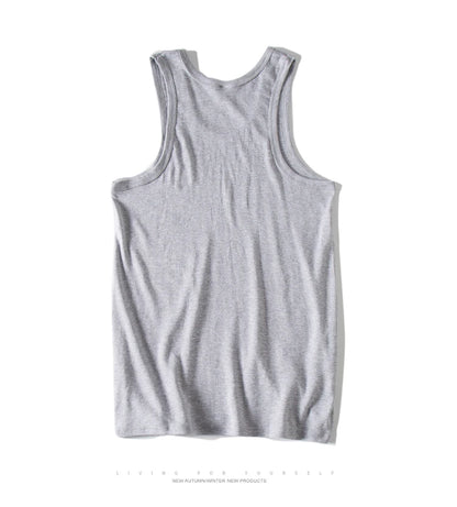 Hot Sale 100% Cotton Mens Sleeveless Tank Top Solid Muscle Vest Undershirts O-neck Gymclothing Tees Whorl Tops